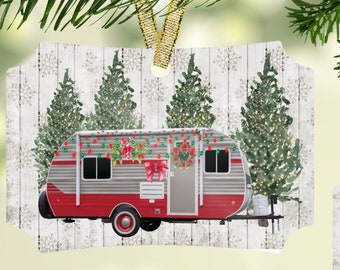 Camping Christmas Ornament/FREE SHIPPING/Personalized Christmas Ornament/Christmas Ornament/vintage Camper /Camping/Motor Home/Travel/RV/