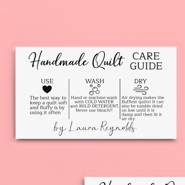 Printable Laundry Care Cards personalized with your name/Print at home or at your local office supply/print as many as you like/digital