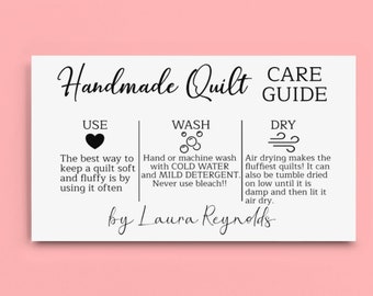 Printable Laundry Care Cards personalized with your name/Print at home or at your local office supply/print as many as you like/digital