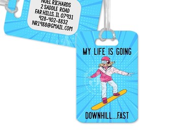 Snowboarding Luggage Tag/snowboarding/luggage tag/personalized luggage tag/snowboard luggage tag/bag tag/backpack tag/skiing luggage tag