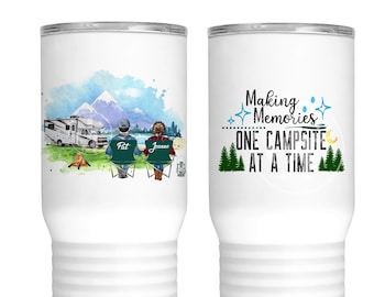 Making Memories One Campsite at a time/camping couple/camp/camping/campers/happy campers/class c camper/camping couple/pop-up camper/pop up