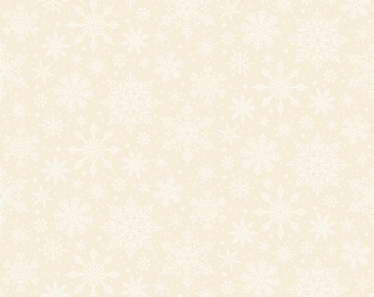 Poinsettias at Christmas Quilt Fabric Snowflakes White C17635-WHITE