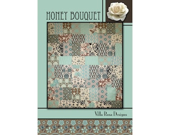 Honey Bouquet Quilt Pattern by Villa Rosa Designs. Fat Quarter friendly.