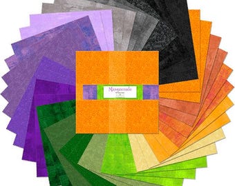 Masquerade Halloween Quilt Fabric - 10 Karat Gems 10x10" 42 pc.