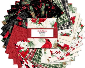 Cardinal Charm Christmas Quilt Fabric - 5 Karat Gems 5 x 5" 42 pc. 508 895 508