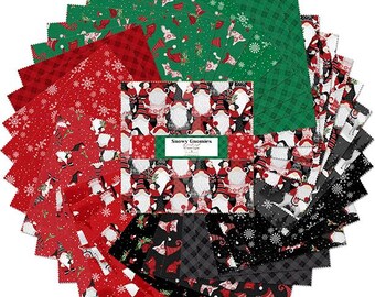 Snowy Gnomies Christmas Quilt Fabric - 10 Karat Gems 10x10" 42 pc. 518 897 518