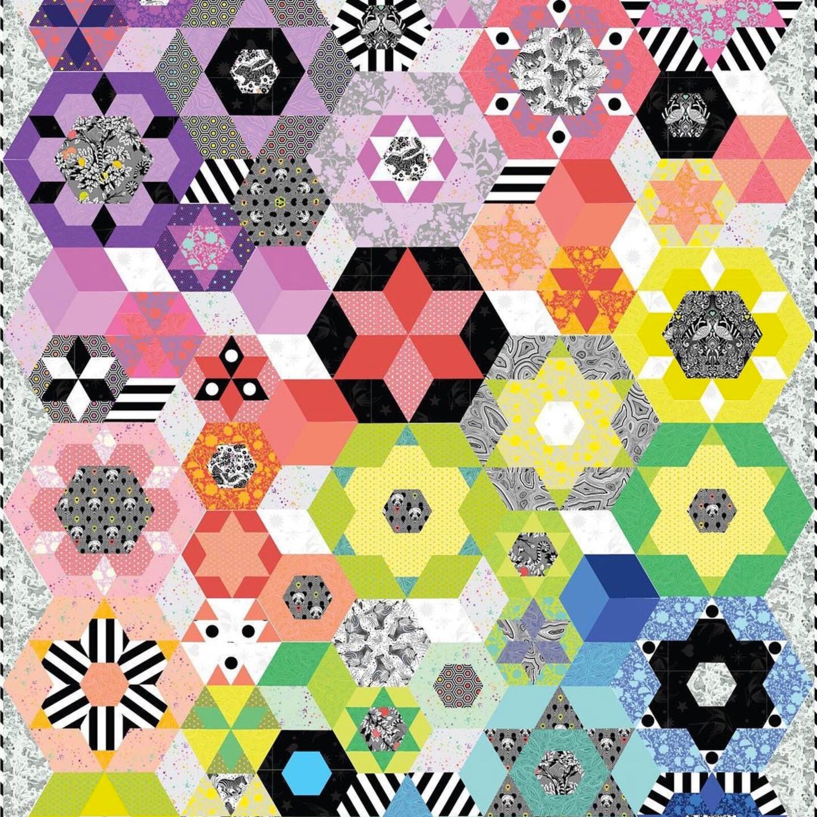 Hexy Rainbow Tula Pink Linework Quilt Fabric/hexy Etsy