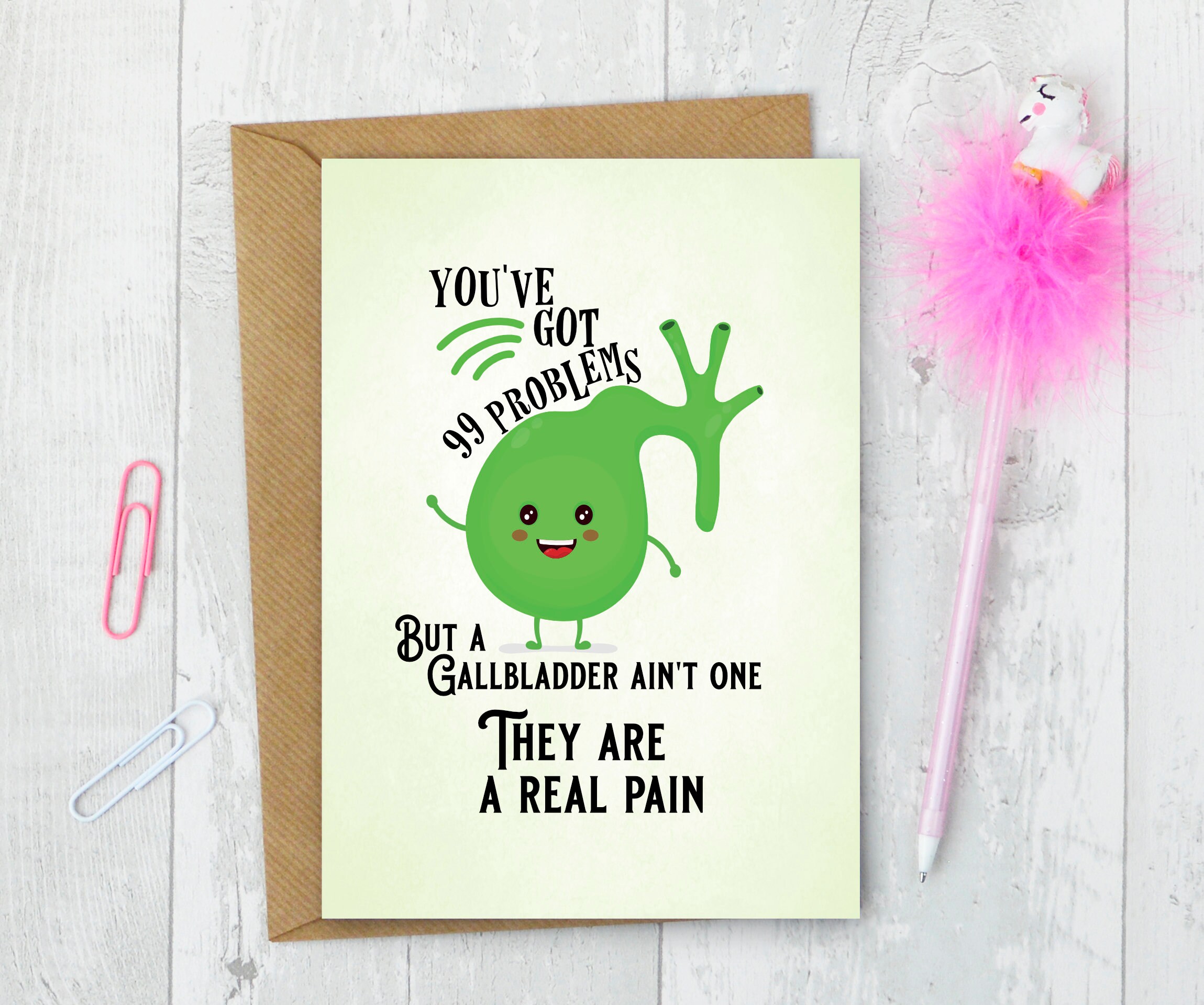 Gallbladder Get Well Printable Greeting Card/Get Well/Humorous Etsy