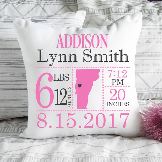 Birth Announcement Pillow Personalized Birth Announcement PillowFREE SHIPPING
