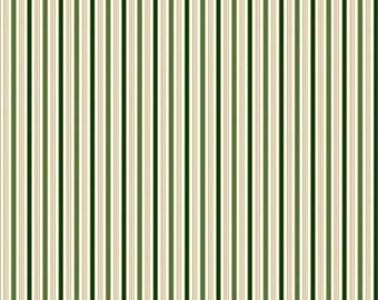 Poinsettias at Christmas Quilt Fabric Stipe Green Foil CF17634-GREEN