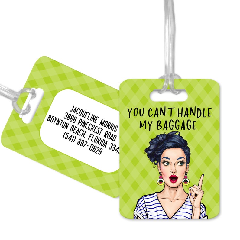 You can't handle my baggage/FREE SHIPPING/Luggage tag/custom luggage tag/funny luggage tag/cute luggage tag/custom luggage/vacation/travel image 1