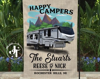 5th Wheel Camper Flag/5th Wheel/garden flag/camper/camping/camper decor/campground/campsite flag/custom flag/happy campers/where we park it