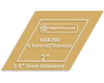 2&quot; 6 Point Diamond acrylic template for English paper piecing/paper pieces/epp/quilt pattern/quilt template/quilt/quilts/acrylic template