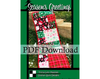 Season's Greeting Table Runner Quilting Pattern von Orphan Quilt Designs für Villa Rosa Designs. PDF-herunterladbare Muster