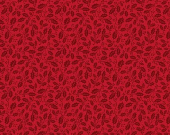 Poinsettias at Christmas Quilt Fabric Holly Red C17636-RED