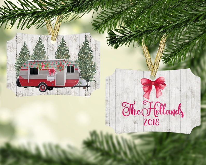 Camping Christmas Ornament/FREE SHIPPING/Personalized Christmas Ornament/Christmas Ornament/vintage Camper /Camping/Motor Home/Travel/RV/ image 1