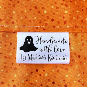 Halloween Satin Labels. Cute, personalized satin quilt labels and tags