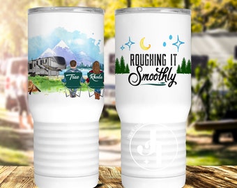 Roughing It Smoothly/5th Wheel Camper/Camper Mug/Travel Mug/Water Bottle/5th wheel/camper/camping/camping gear/camping supplies/camper gifts