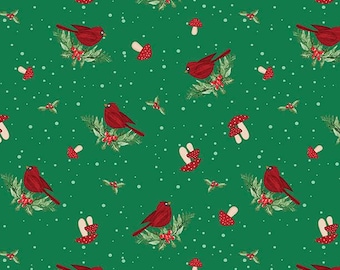 Snowy Gnomies Christmas Quilt Fabric 3074 49375 737 Cardinals Green