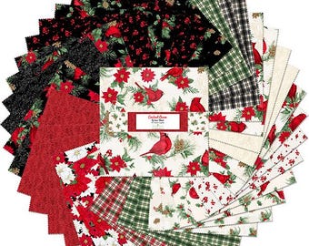 Cardinal Charm Christmas Quilt Fabric - 10 Karat Gems 10x10" 42 pc. 518 895 518