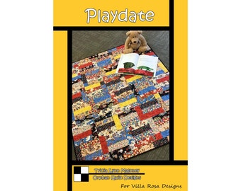 Playdate Quilt Pattern by Orphan Quilt Designs for Villa Rosa Designs. Jelly Roll friendly. Beginner friendly