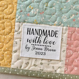 Handmade with Love Quilt Labels – Personalized Name (Set of 9)