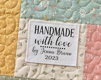 Handmade with Love Quilt Labels – Personalized Name (Set of 9)