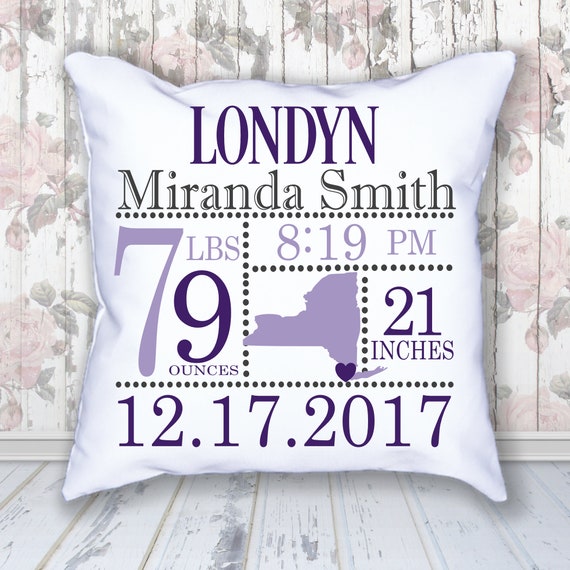 Birth Announcement PillowFREE SHIPPING Birth Announcement Pillow Personalized