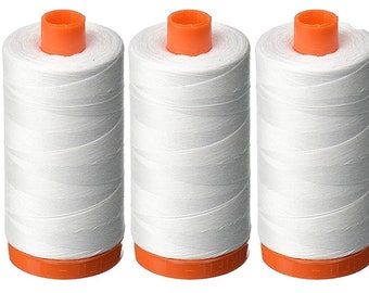 3 Pack - Aurifil 100% Cotton White Thread AU2024 - 50 Weight - 1422 Yards each- MK50SC6-2024