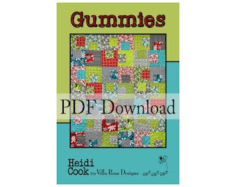 Versión descargable en PDF - Patrón de colcha Gummies de Villa Rosa Designs. Apto para pasteles en capas. Apto para principiantes