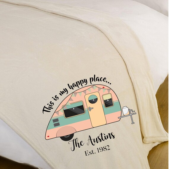 Happy Camper/Personalized Blanket /Personalized Throw