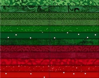 Yuletide Frost Christmas Quilt Fabric - 40 Karat Gems 2.5 x 44" 40 pc.