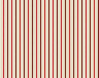 Poinsettias at Christmas Quilt Fabric Stipe Red Foil CF17634-RED