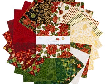 Poinsettias at Christmas Quilt Fabric 10" Stacker 10-17630-42