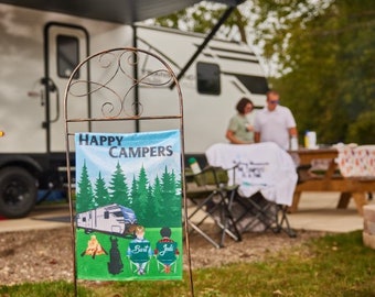 Travel Trailer/Camper Flag/Happy Campers/Camping Flag/Campsite Flag/Campground flag/camper decor/camping/campers/camping gift/custom flag