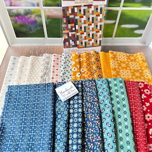 Fall Impressions Quilt Kit featuring Americana fabrics by Lori Holt. Easy Quilt Kit