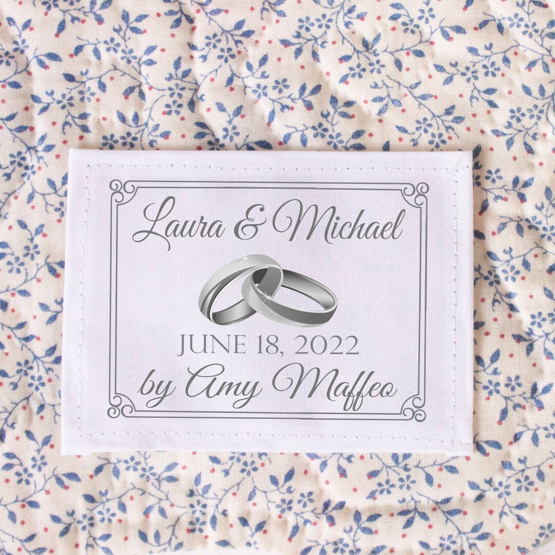 Wedding Quilt Labels Customized With the Bride and Groom's Name, Date