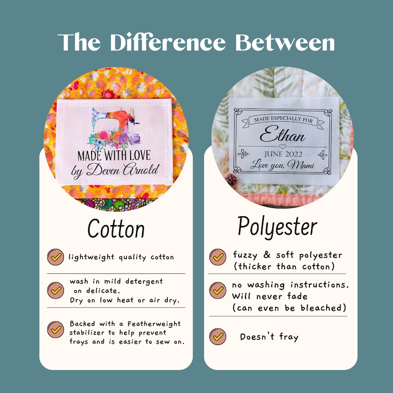 Quilt Care Labels on Cotton Quilt Labels personalized with your name. This set of 6 labels is perfect for basting a quilt gift image 5