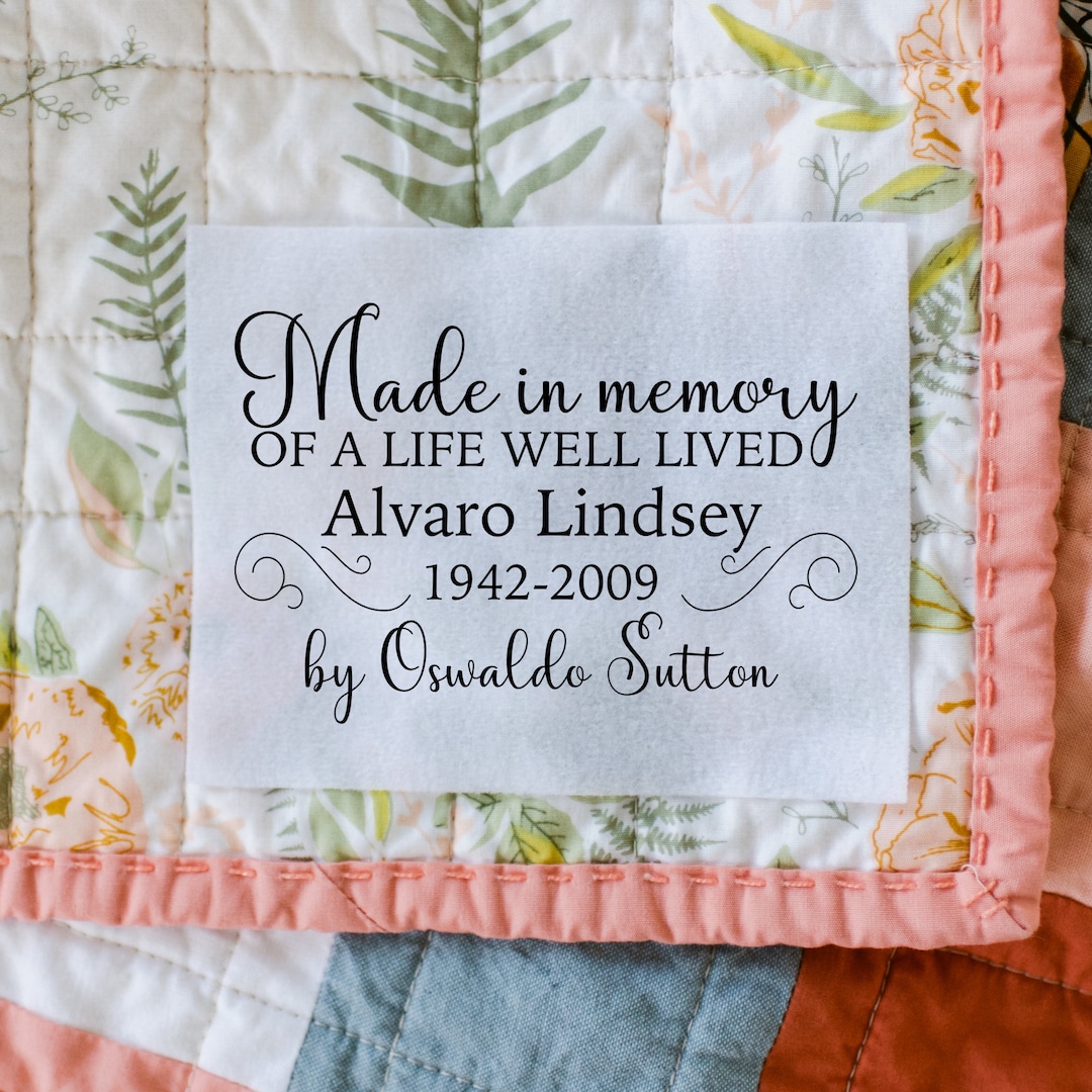 Memory Quilt Label in Cotton or Polyester. This is a Single Label. We ...