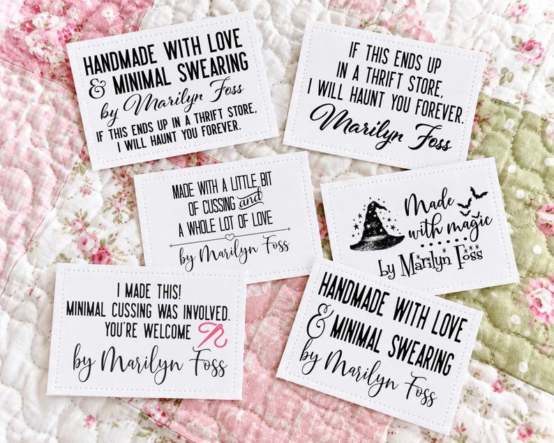 Funny Personalized Quilt Labels, Sassy Quilt Tags, Handmade With Love ...