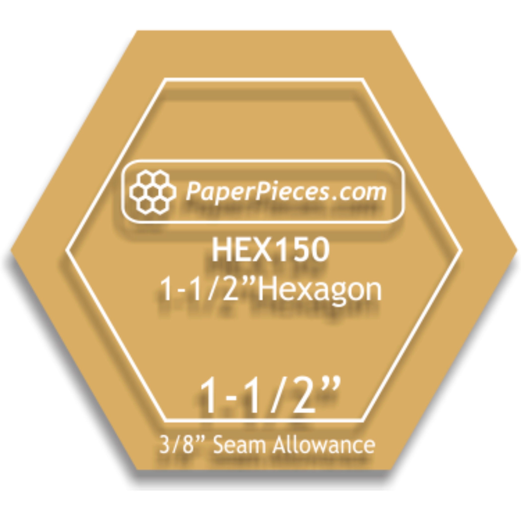 1 1/2" Hexagon acrylic template for English paper piecing/paper pieces/epp/hexagons/hexies/quilt pattern/quilt template/quilt fabric/quilts