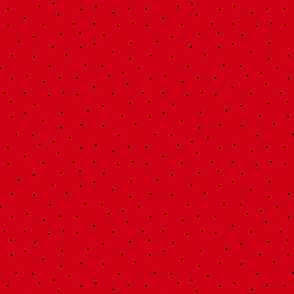 Pindots in Red and Black by Wilmington Prints. Polka dot fabric. Black polka dots on red. quilt fabric. cotton fabric. Sold by the yard