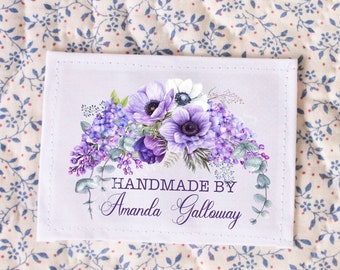 Personalized Floral Quilt Labels on cotton or polyester sew-on fabric and personalized with your name.