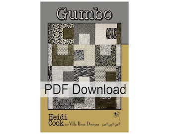 Gumbo Quilt Pattern by Heidi Cook. (PDF Download) Great beginner pattern. Fat Quarter-friendly quilt pattern