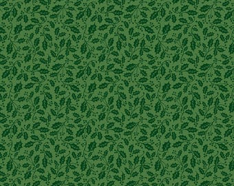 Poinsettias at Christmas Quilt Fabric Holly Green C17636-GREEN