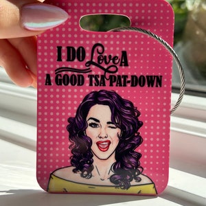 I do love a good TSA Pat-down/Personalized Luggage tag/retro housewife/funny luggage tag/retro luggage tag/pop art tag/custom luggage