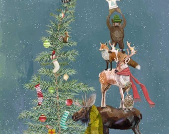 Holly Woods Christmas Quilt Woodland Decorating Panel 36" 9247P-79 Slate*