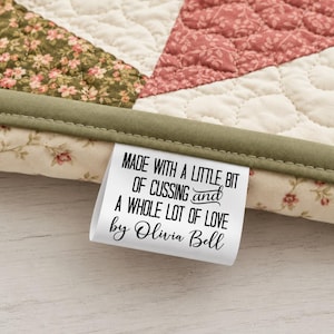Funny Satin Labels/textile labels/hang tags/folded tags/satin tags/blanket tags/craft tags/personalized tags/satin ribbon tags/thermal