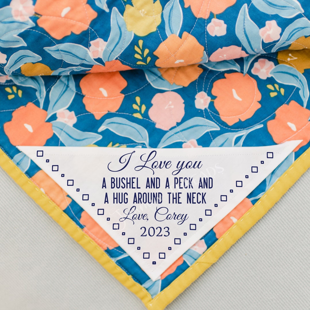 Corner Quilt Labels Personalized for You on Cotton Fabric in Sew on and