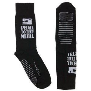 Pedal to The Metal - Sewing and Quilting Socks by Moda Fabrics - Great gift for Sewists and Quilters. One Size Fits Most